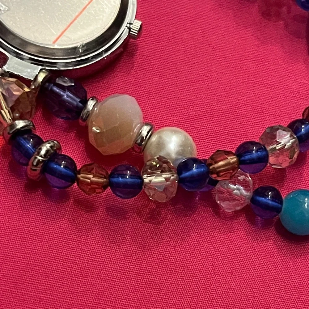 Women's Beaded Watch - Blue and Silver with Rhinestones - NWT